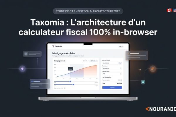Étude de cas d'architecture logicielle et développement FinTech Nuxt 4 pour la plateforme Taxomia par l'agence web NOURANIOS.