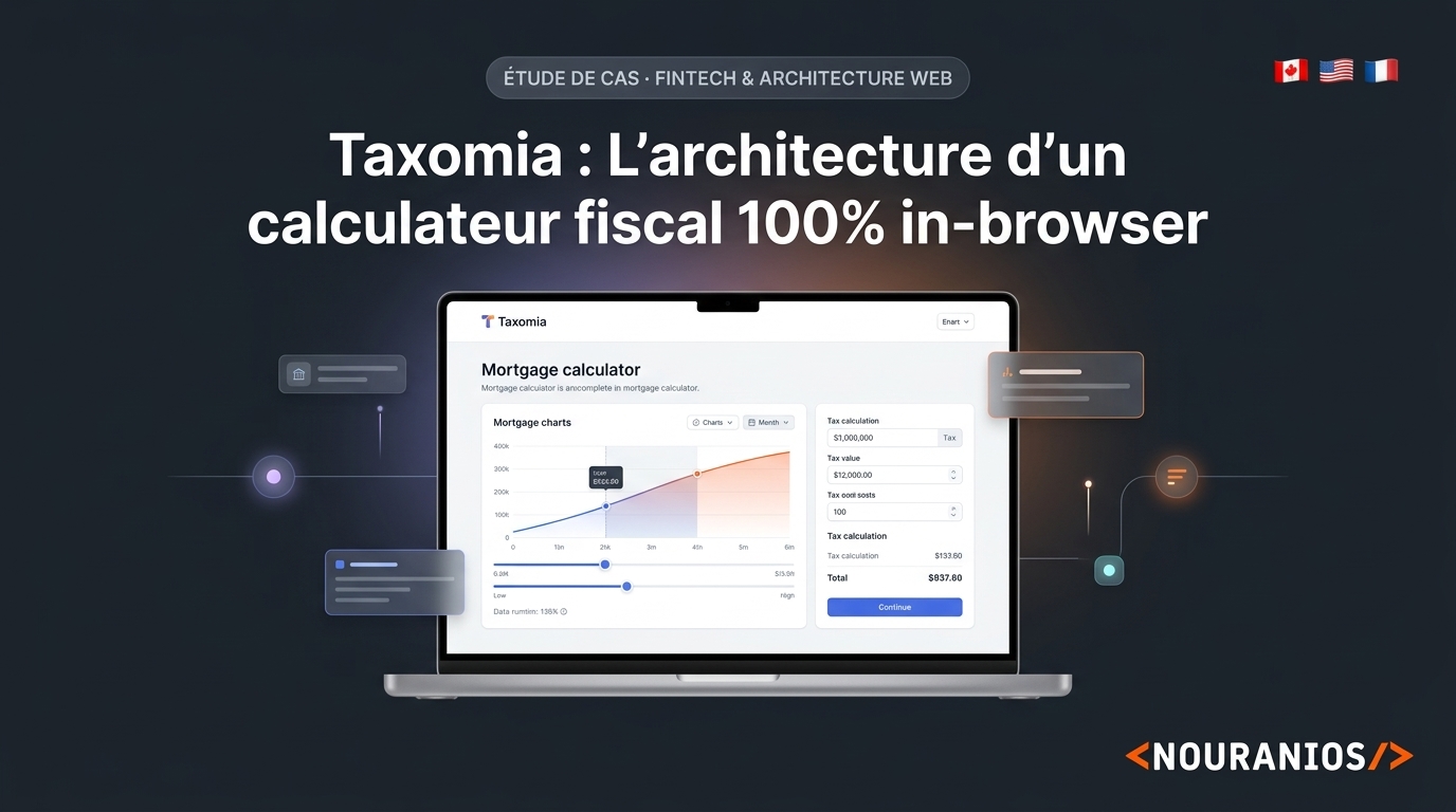 Étude de cas d'architecture logicielle et développement FinTech Nuxt 4 pour la plateforme Taxomia par l'agence web NOURANIOS.